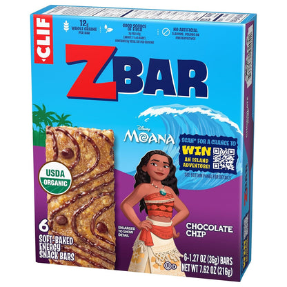CLIF Kid Zbar Chocolate Chip – Lunchbox Snack for School-Age Kids, 6 Individually Wrapped Soft-Baked Bars