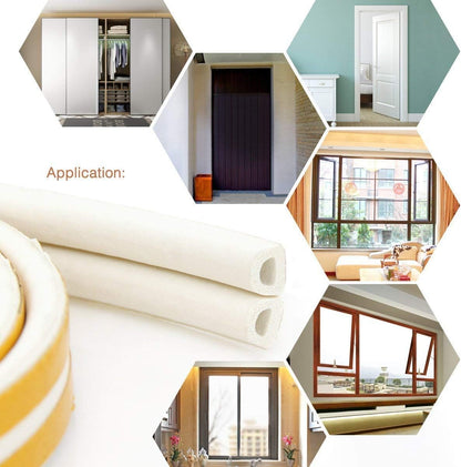 CloudBuyer D-Shaped Weather Stripping for Bedroom Decor, White Foam Window Seal for a Cozy Home Atmosphere