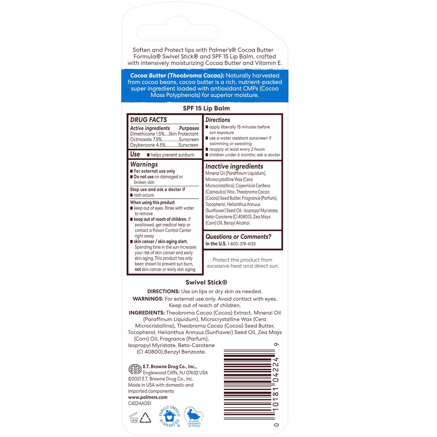 cocoa butter spf 15 lip balm for sun-protected lip hydration