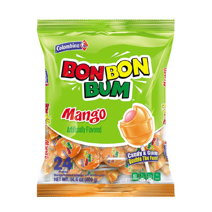 Colombina Bon Bon Bum Suckers – Portable Mango and Passion Fruit Lollipops for Camping Coolers, Outdoor Festivals and Farmers Market Treats