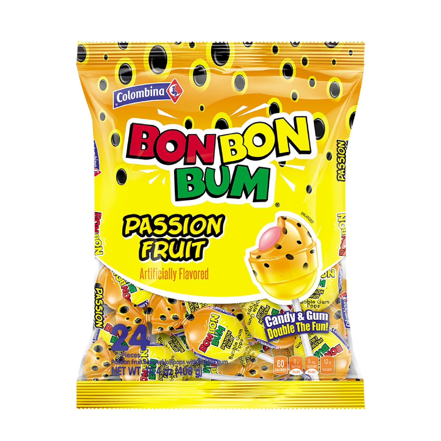 Colombina Bon Bon Bum Suckers – Portable Mango and Passion Fruit Lollipops for Camping Coolers, Outdoor Festivals and Farmers Market Treats