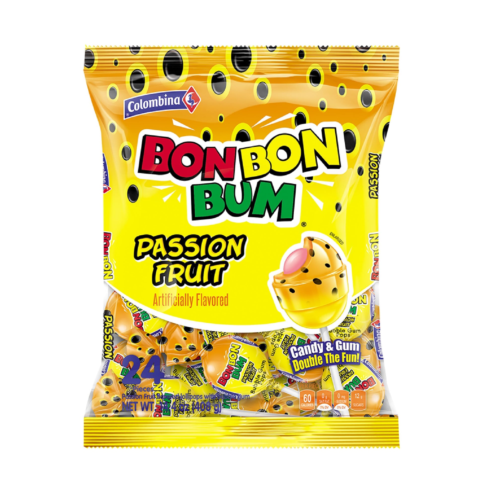 Colombina Bon Bon Bum Suckers – Portable Mango and Passion Fruit Lollipops for Camping Coolers, Outdoor Festivals and Farmers Market Treats