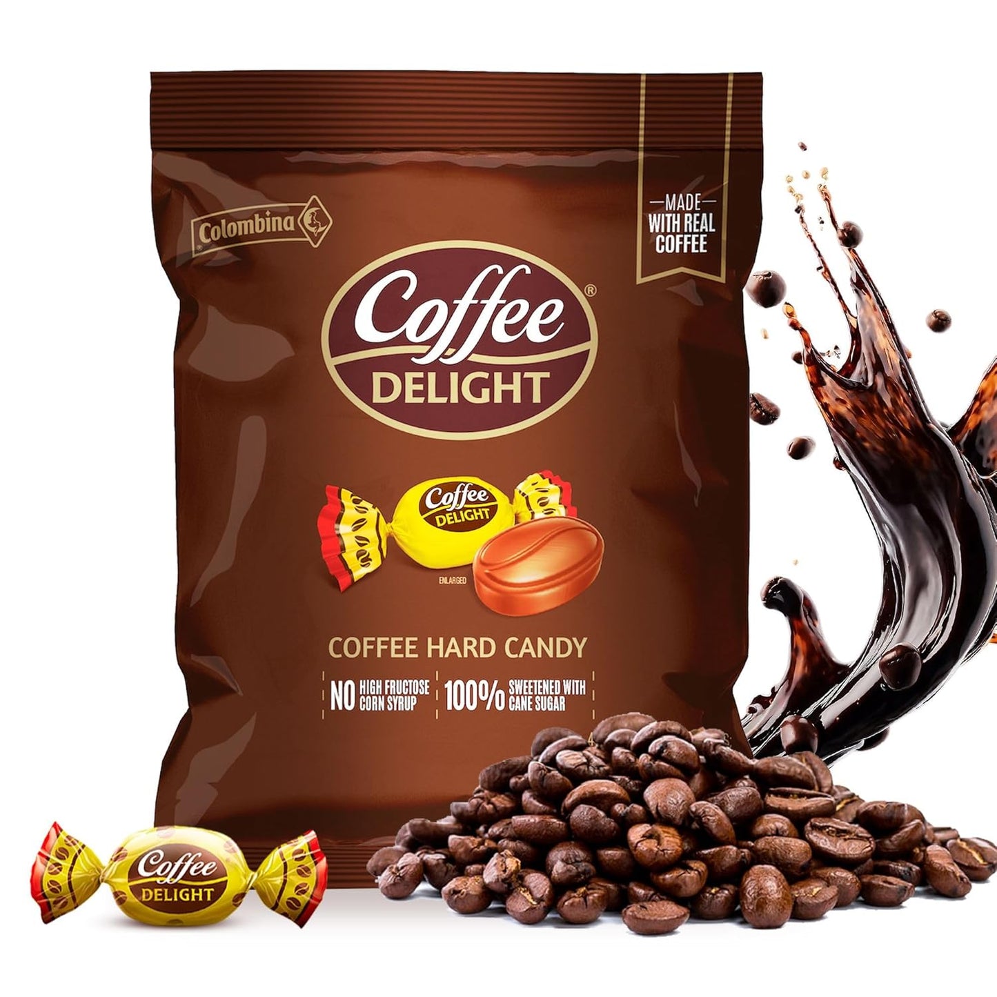 Colombina Coffee Delight Hard Candy – 15 Calorie Sweet Treat for Diet Snackers and Clean Eating Plans, 100 Count