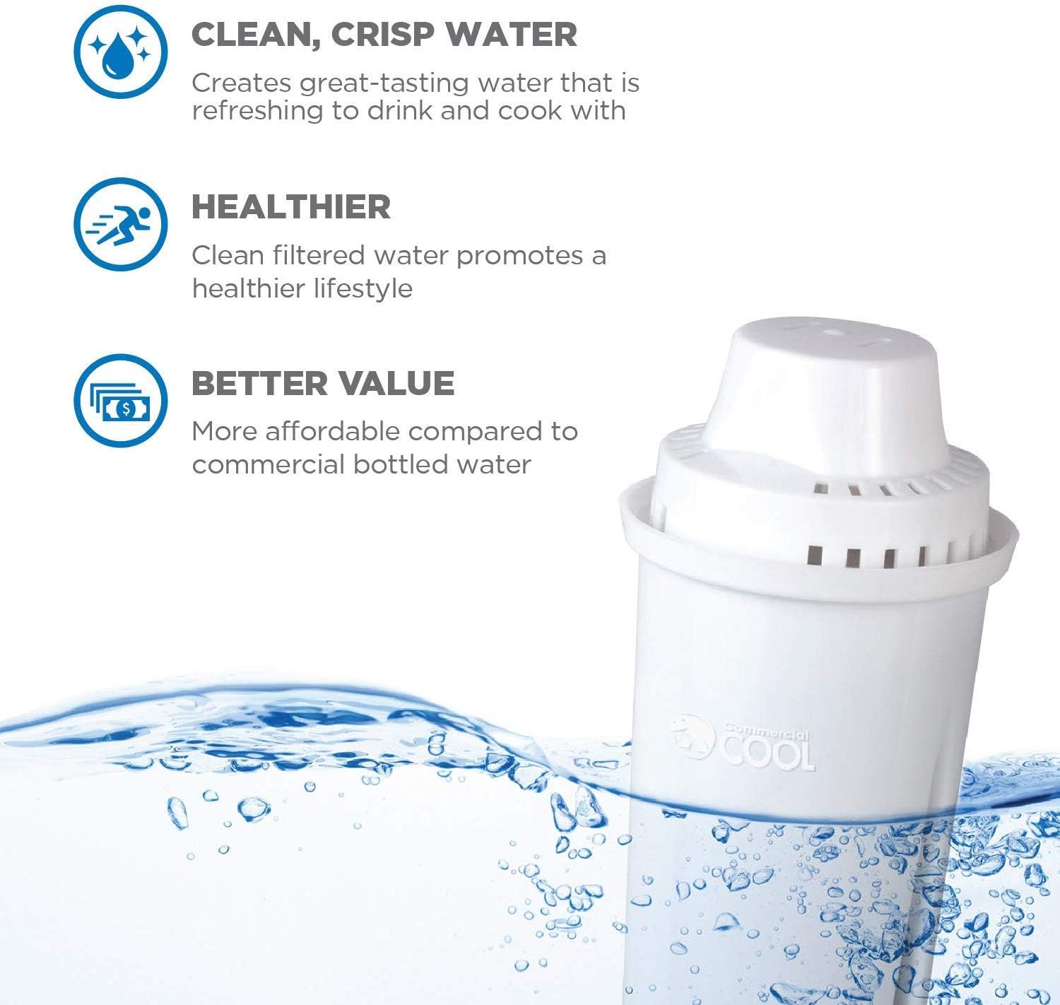 Commercial Cool Brita Replacement Filters – Pure Water for Daily Hydration and Family Wellness, NSF Certified 6-Pack