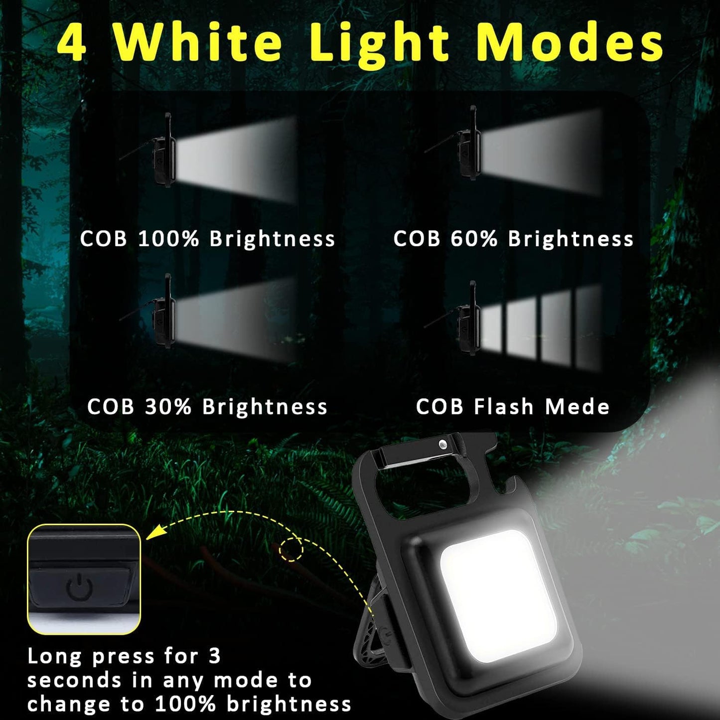 compact 2.3-inch keychain form factor with aluminum powder-coated body