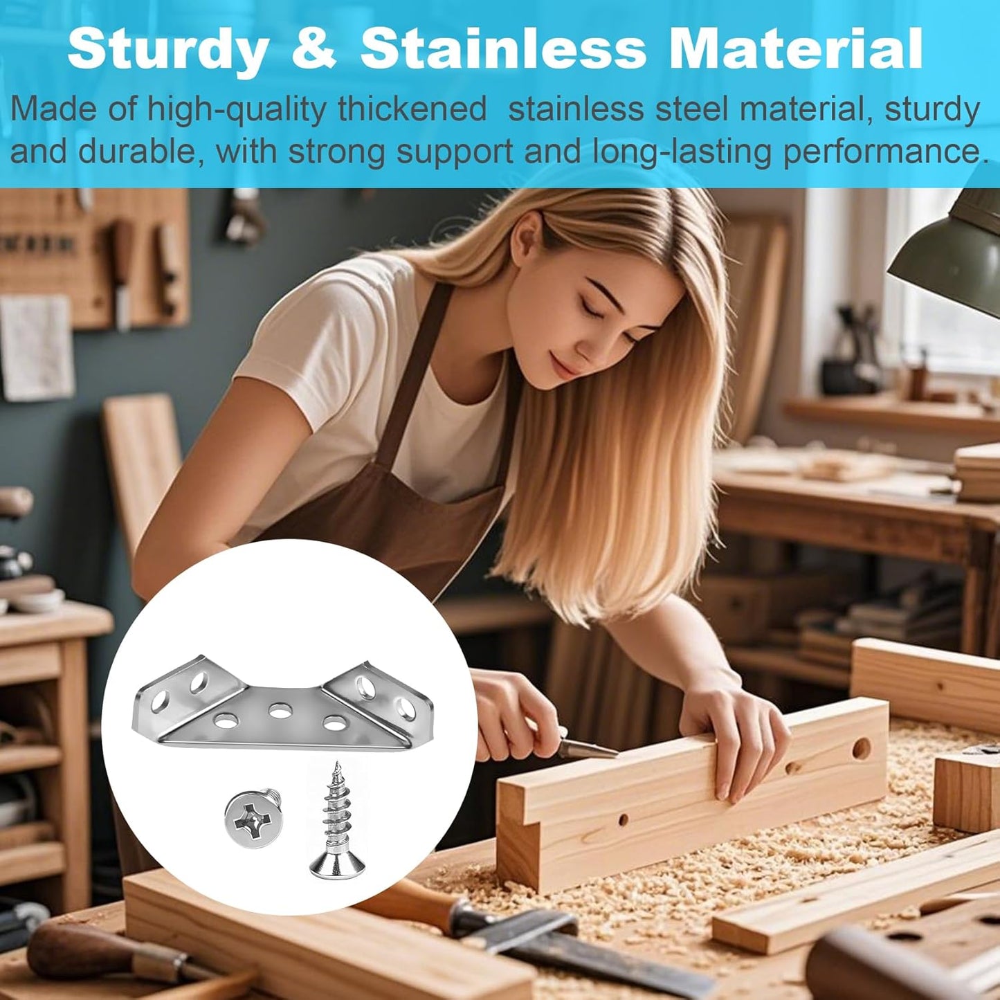 Corner Bracket Co. Stainless Steel Corner Brackets for Furniture, Cozy Living Room Repair Hardware with Polished Finish