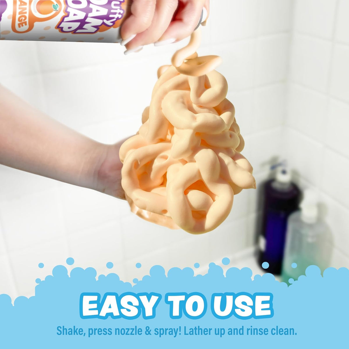 creamy rinse-off lather that cleanses while draining cleanly from the bath