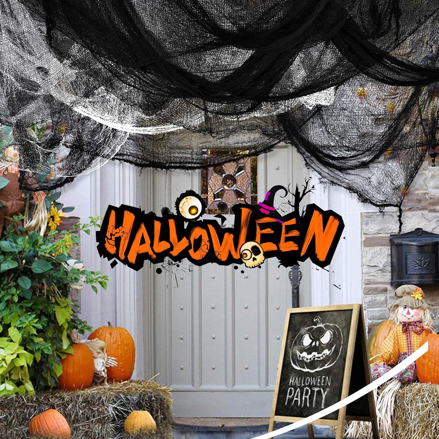 Creepy Cloth 6-Pack Gauze Decor – Weather-Friendly Halloween Drapes for Patio and Front Porch
