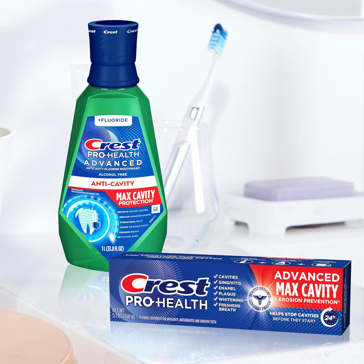 Crest Pro-Health Advanced Enamel-Strengthening Rinse for Wind-Down Self-Care Routine