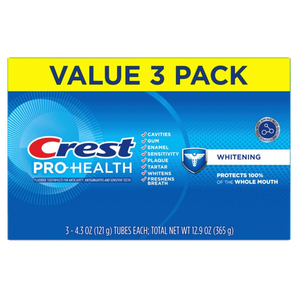 Crest Pro-Health Whitening Toothpaste 4.3oz Triple Pack for Mindful Morning and Nightly Brushing Ritual