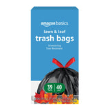 Amazon Basics 39 Gallon Drawstring Trash Bags for Curbside Pickup and Outdoor Patio Parties, Tear-Resistant, 40 Pack