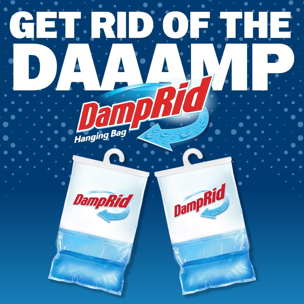 DampRid Fragrance Free Hanging Moisture Absorber – Flameless Closet Dehumidifier Safe for Kids, Pets, and Nurseries