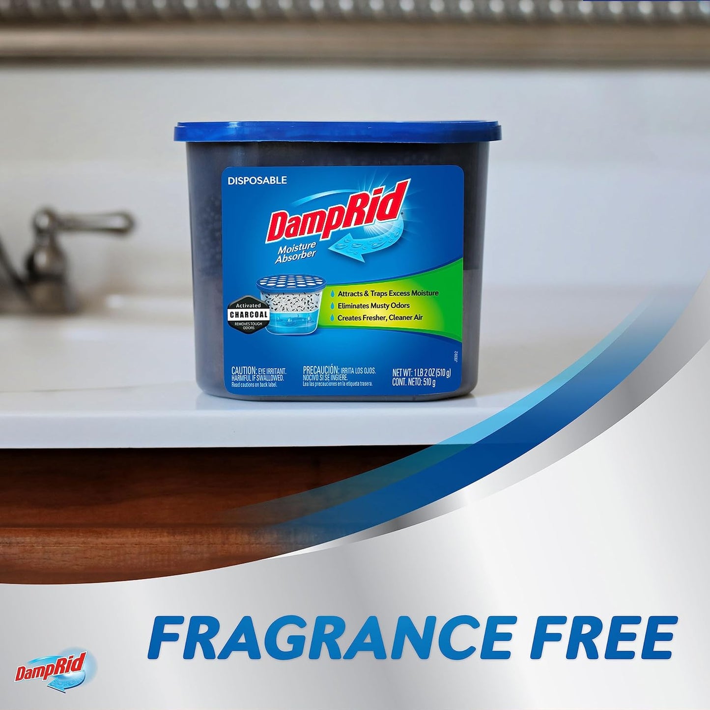 DampRid Fragrance Free Moisture Absorber – Portable Dampness Control for RV Trips and Boat Cabins, Activated Charcoal 3 Pack