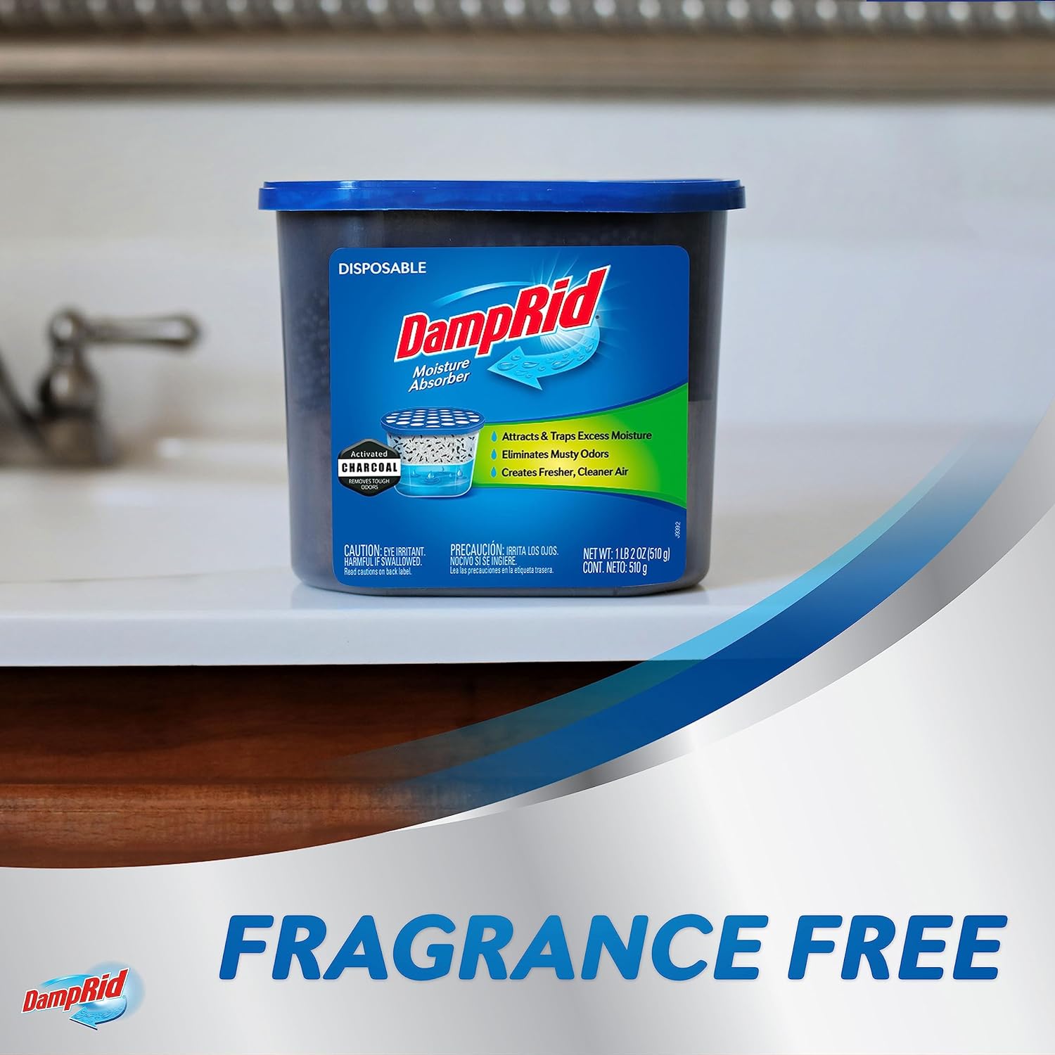DampRid Fragrance Free Moisture Absorber – Portable Dampness Control for RV Trips and Boat Cabins, Activated Charcoal 3 Pack
