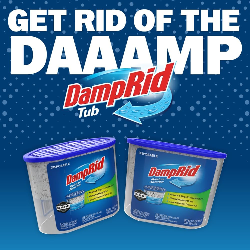 DampRid Fragrance Free Moisture Absorber – Portable Dampness Control for RV Trips and Boat Cabins, Activated Charcoal 3 Pack