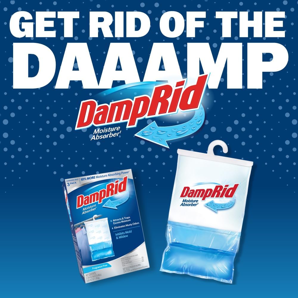 DampRid Hanging Moisture Absorber 3 Pack – Bedroom Closet Dehumidifier for Better Sleep & Fresh Air