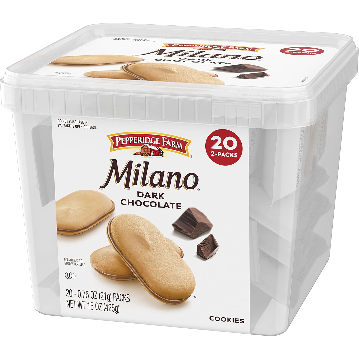 dark chocolate coating on a crisp, delicate baked wafer