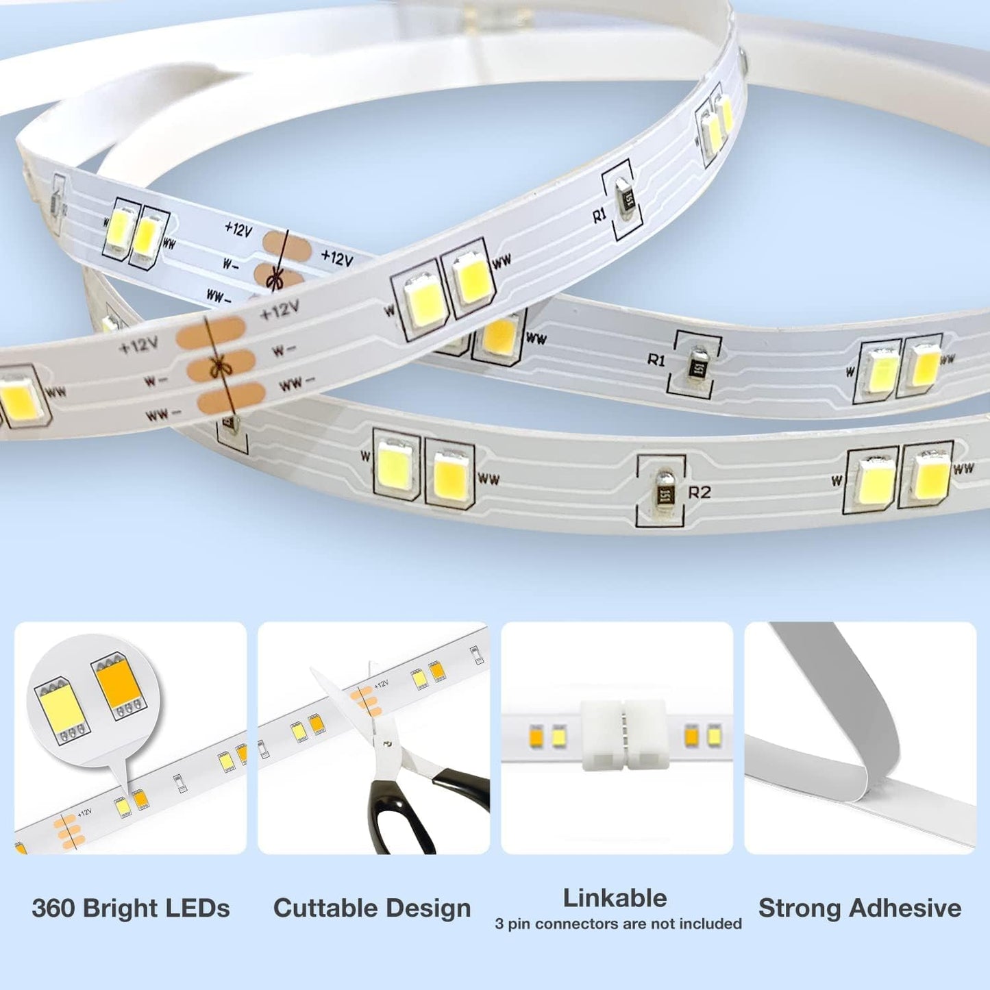 DAYBETTER Under Cabinet LED Strip Lights – Cozy Bedroom Ambient Lighting, Tunable Warm to Daylight White