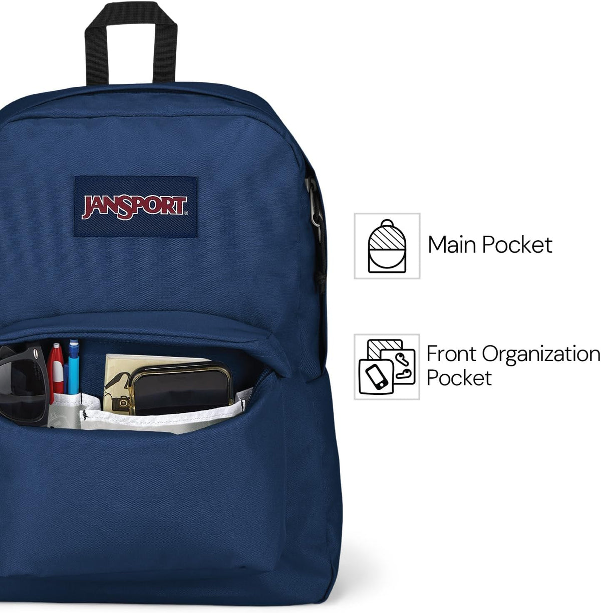 dedicated utility pocket and external water bottle pocket