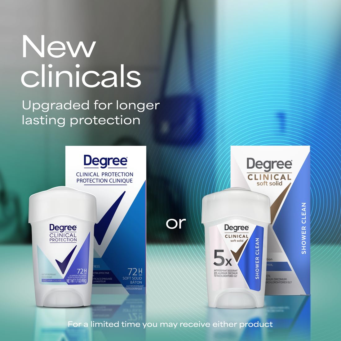 Degree Clinical Strength Antiperspirant Deodorant 72-Hour Sweat Protection Shower Clean Scent for Self-Care Routine 1.7 oz