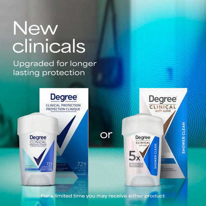 Degree Clinical Strength Antiperspirant Deodorant 72-Hour Sweat Protection Shower Clean Scent for Self-Care Routine 1.7 oz
