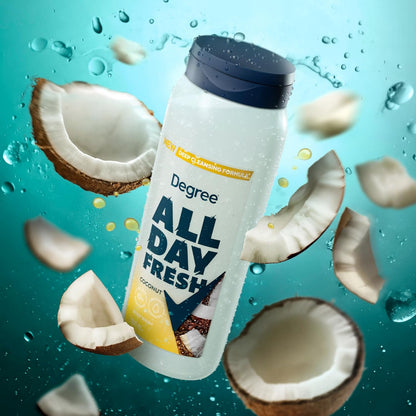 Degree Men Body Wash Coconut Sandalwood – Calming Self-Care Shower Gel for Post-Workout Recovery