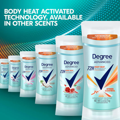 Degree Women Antiperspirant Stress Control 72-Hour Deodorant Stick for Evening Self-Care Routines and Mindful Mornings 2.6 oz