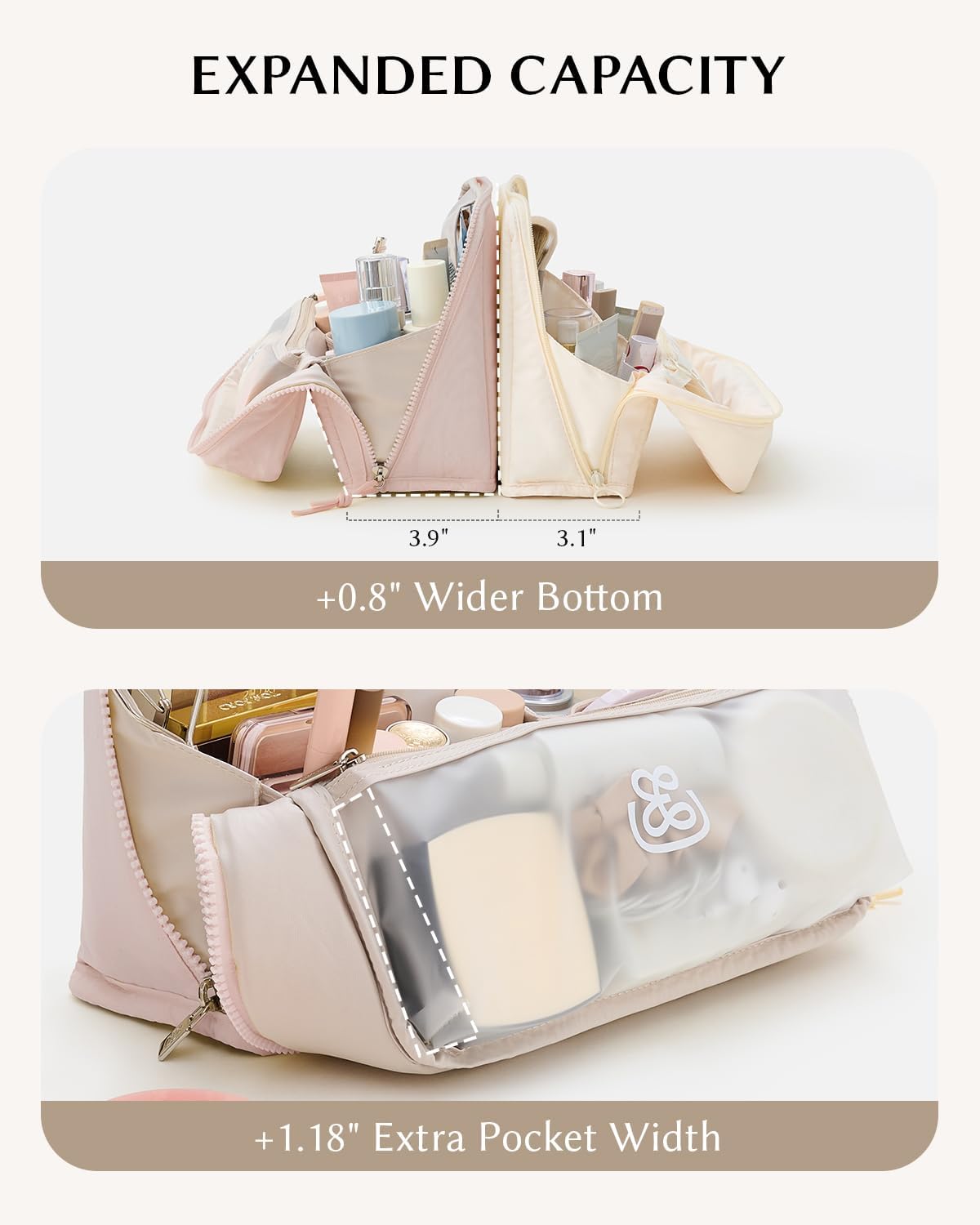 detachable interior divider plus four side pockets for customizable organization