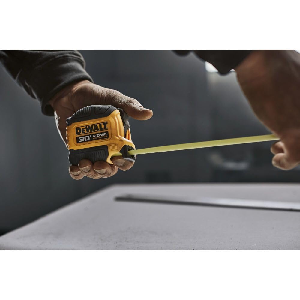 DEWALT Atomic Compact 30 ft Tape Measure – Ergonomic Grip for Faster Framing and Layout