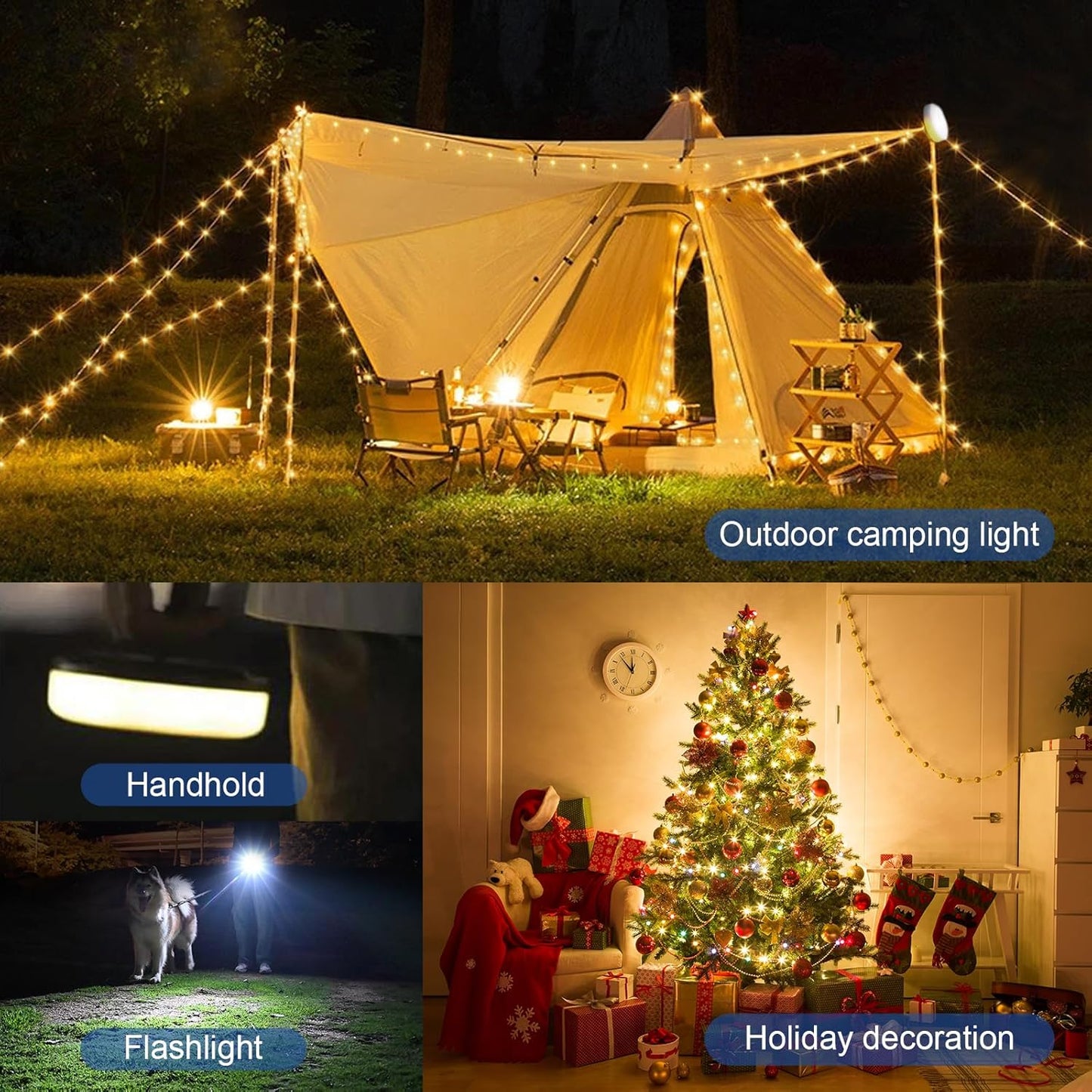 DGE Camping String Lights – 32.8ft Retractable LED Strip for Tents, Patios and Backyard Gatherings, IPX4 Waterproof
