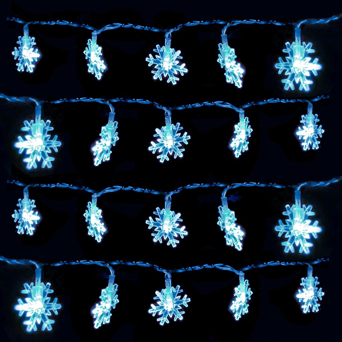 DomeStar Snowflake String Lights – Cozy Winter Bedroom Aesthetic, 20 LED Battery Fairy Lights for Living Room Mantel