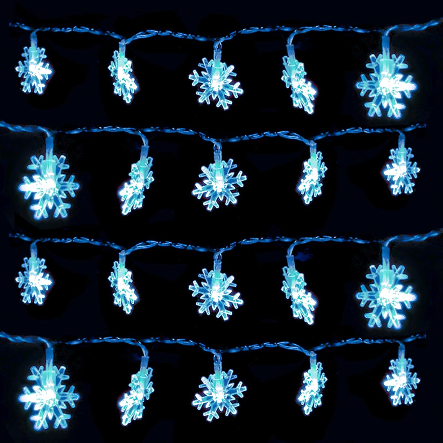DomeStar Snowflake String Lights – Cozy Winter Bedroom Aesthetic, 20 LED Battery Fairy Lights for Living Room Mantel