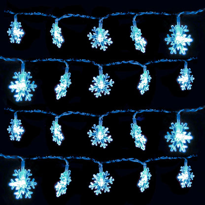 DomeStar Snowflake String Lights – Cozy Winter Bedroom Aesthetic, 20 LED Battery Fairy Lights for Living Room Mantel