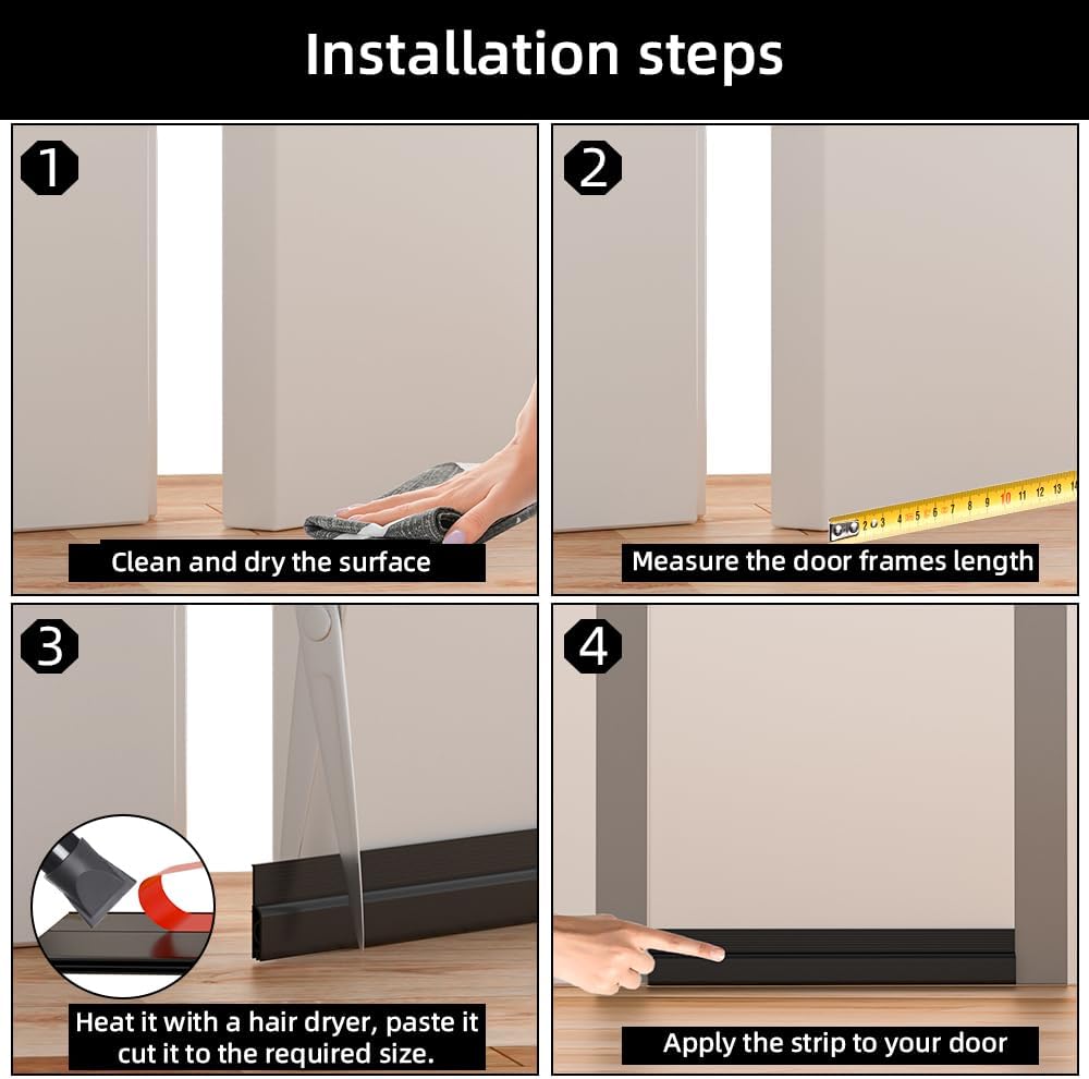 Door Draft Stopper – Sleek Under-Door Seal in Transparent Silicone for Modern Living Room Aesthetic