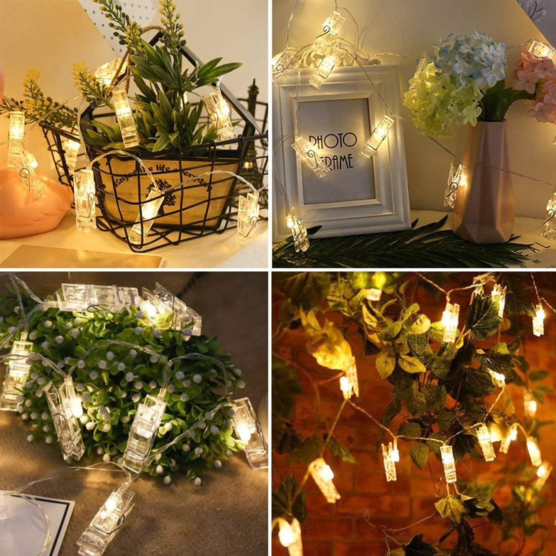 Dopheuor Photo Clip String Lights – Cozy Bedroom Wall Decor with Warm White Twinkle Glow