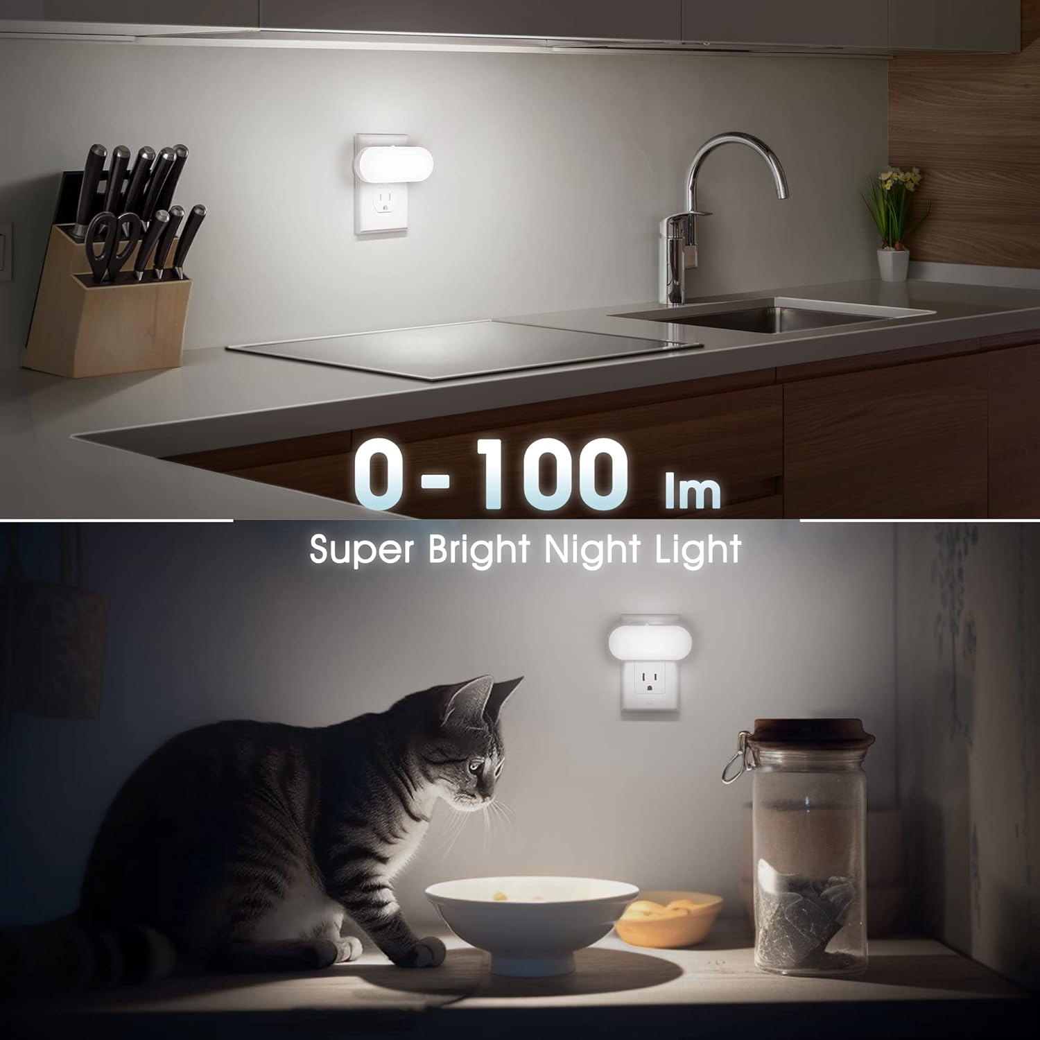 DORESshop Dimmable LED Night Light – Automatic Dusk-to-Dawn Safety Light for Hallways, Stairways, and Bathrooms to Prevent Trips and Falls