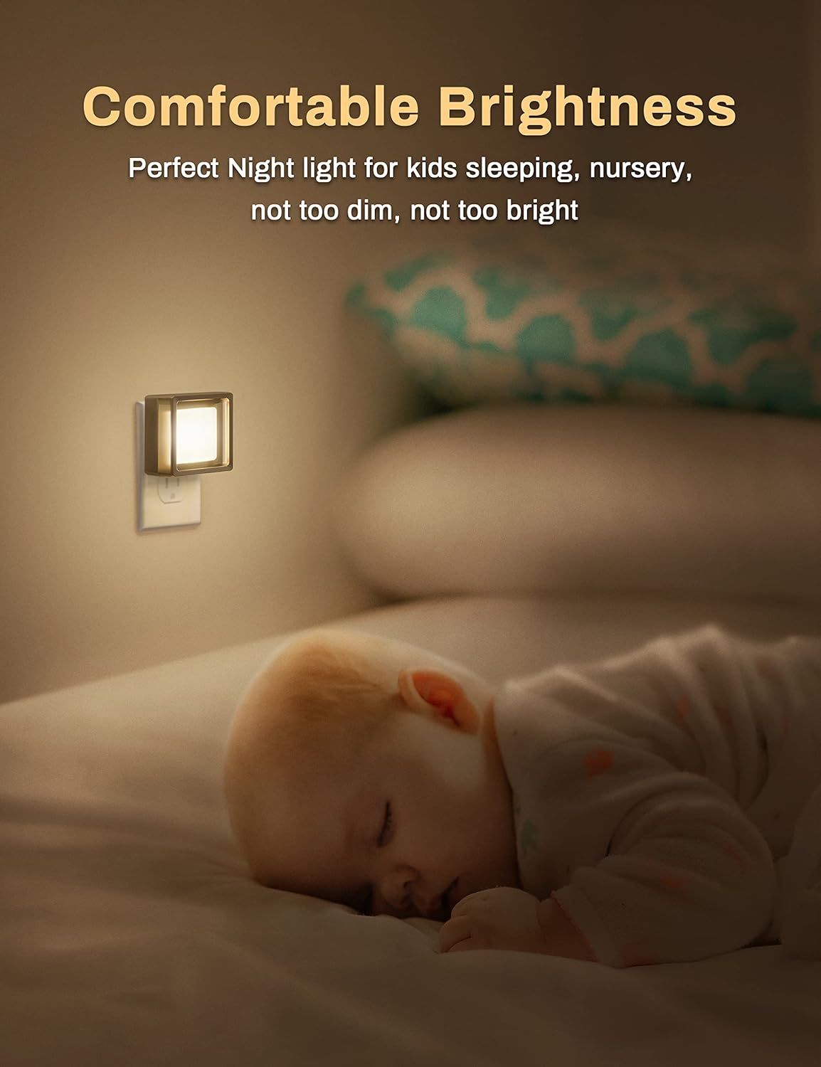 DORESshop LED Night Light – Dusk-to-Dawn Sensor Plug-In for Nursery and Kids Room, Cool-Touch Safe Glow