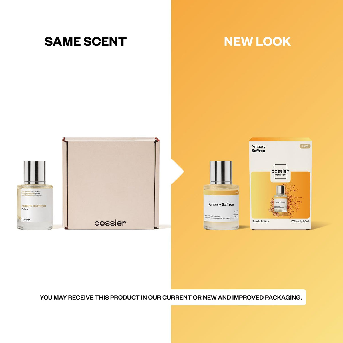 Dossier - Ambery Saffron - Eau de Parfum Inspired by Baccarat Rouge 540, Premium Unisex Fragrance for Sophisticated Evenings