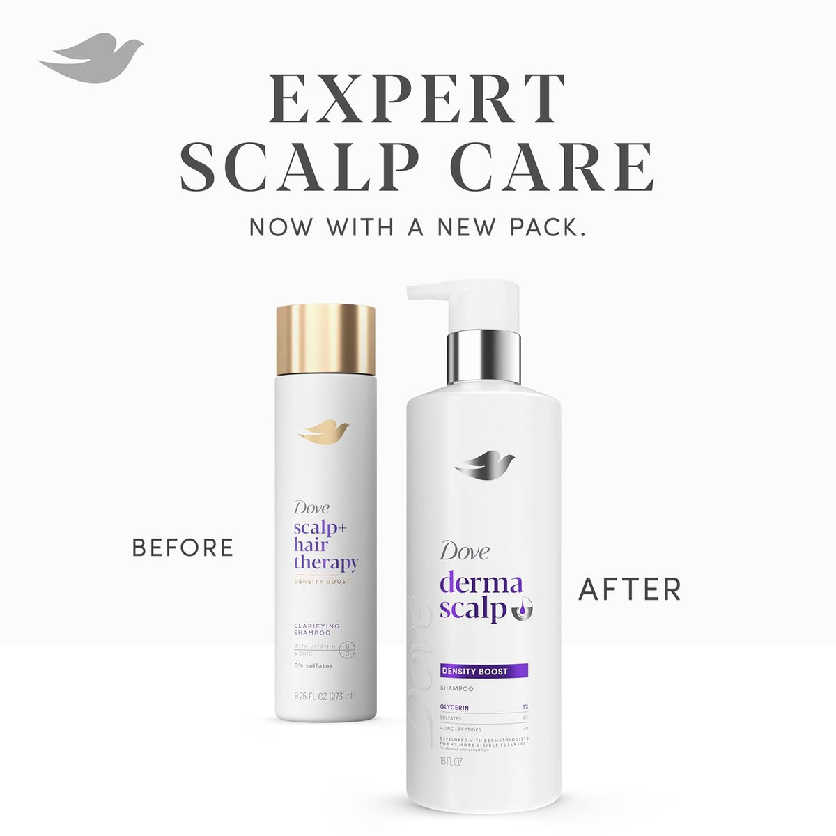 Dove Derma Scalp Density Boost Shampoo – Uncluttered Shower Essential for Thinning Hair, Sulfate-Free Wash