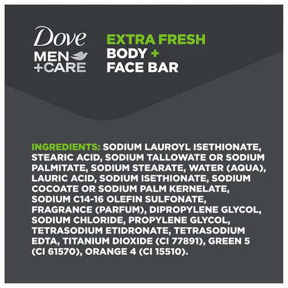 DOVE MEN + CARE 3 in 1 Bar Cleanser Extra Fresh – Post-Workout Reset Bar for the Modern Self-Care Routine