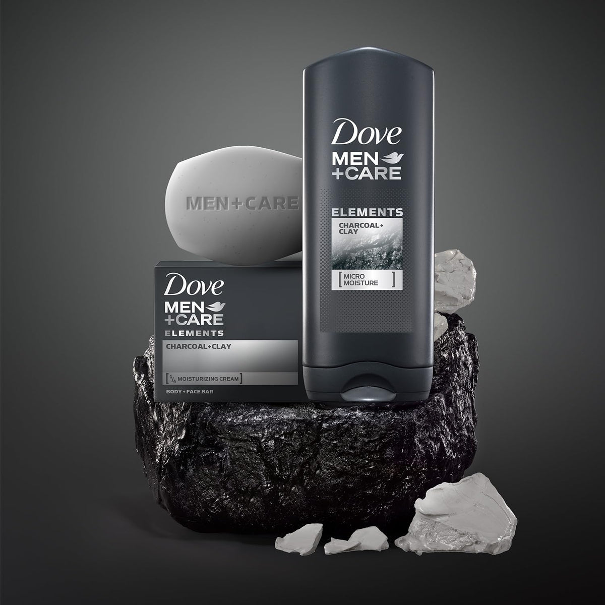 Dove Men+Care Charcoal 3-in-1 Bar 12-Pack – Nightly Wind-Down Shower Ritual for Dry Skin, Calming Self-Care