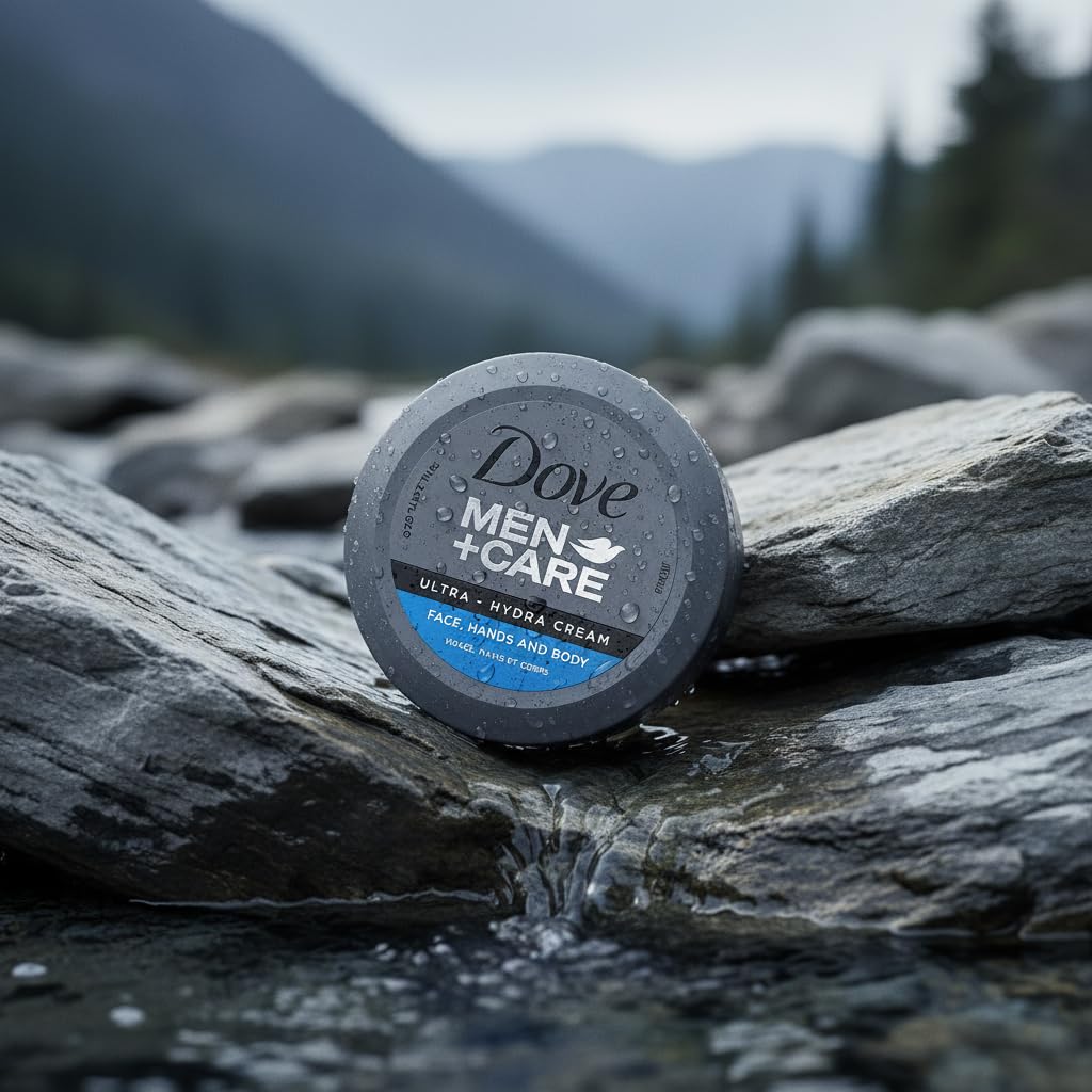 Dove Men+Care Ultra Hydra Cream – Nightly Self-Care Ritual for Him, Post-Shower Face and Body Moisturizer