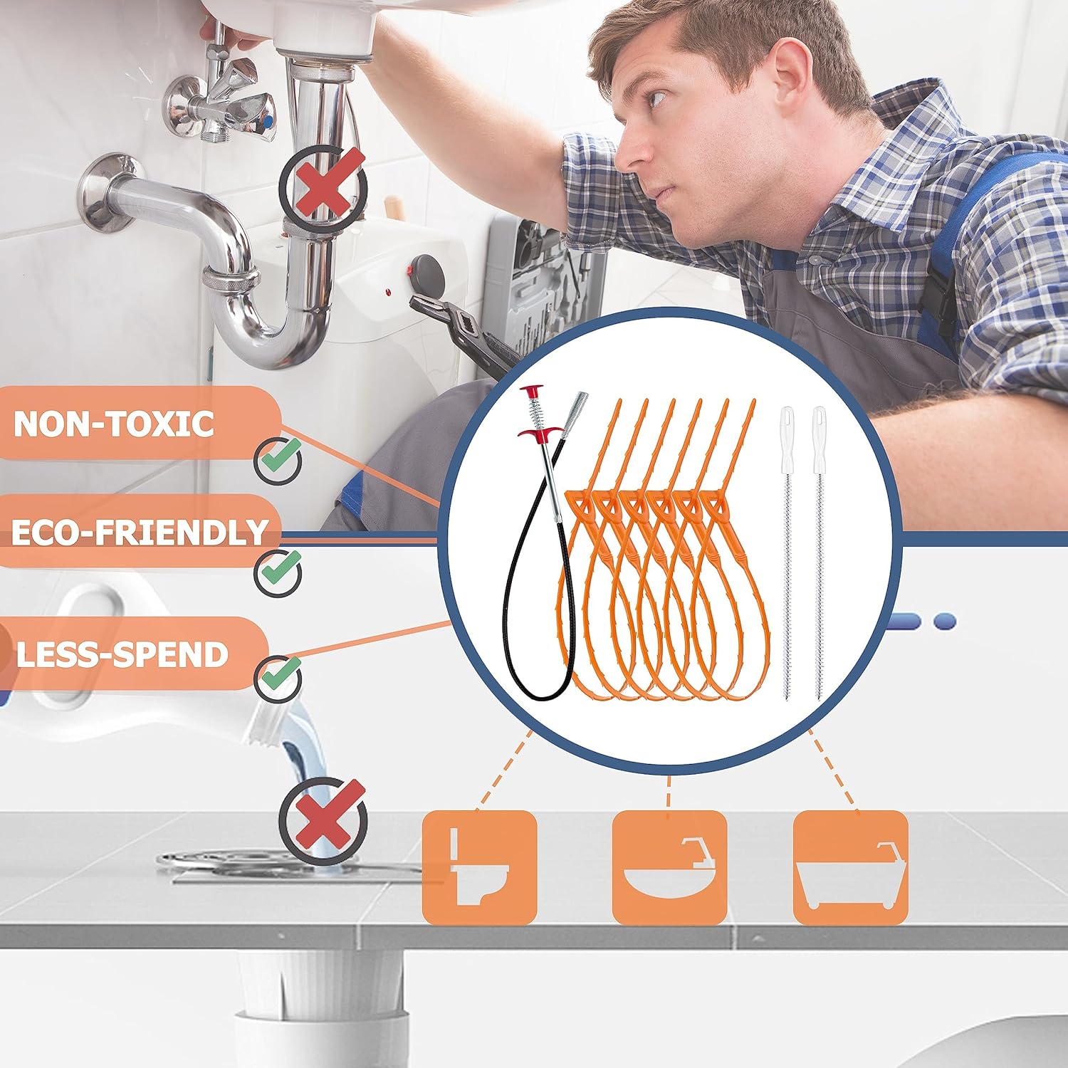 Drain Clog Remover 9-Pack – Bathroom and Kitchen Cleaning Tool Set for Tidy, Stress-Free Home Upkeep