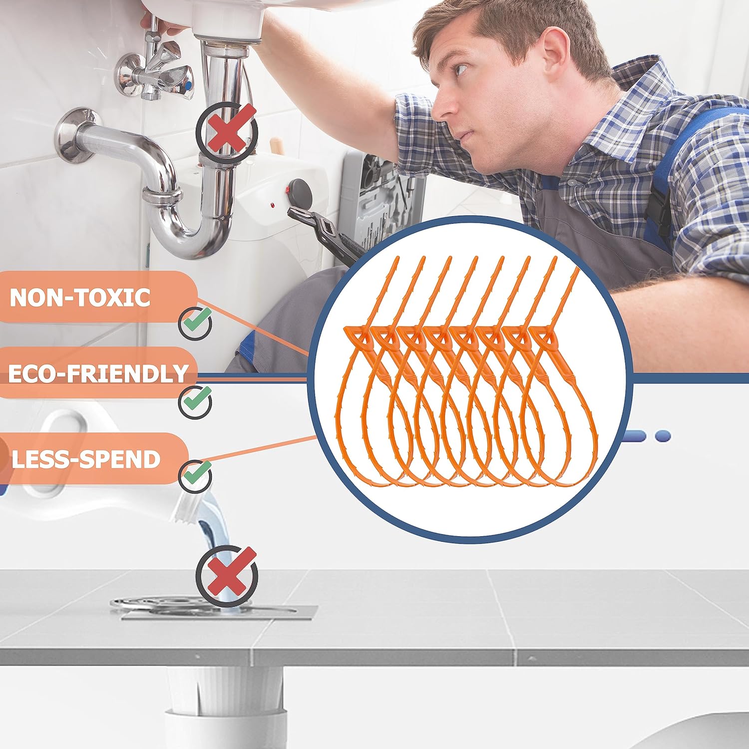 Drain Snake – 25 Inch Tub and Sink Unclogger for Quick Home Cleaning Tasks