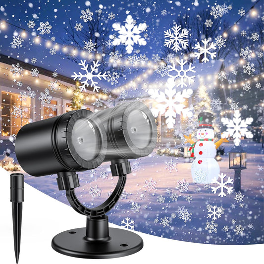 dual-head led projector with 8 upgraded bulbs and 4 dynamic snowflake patterns