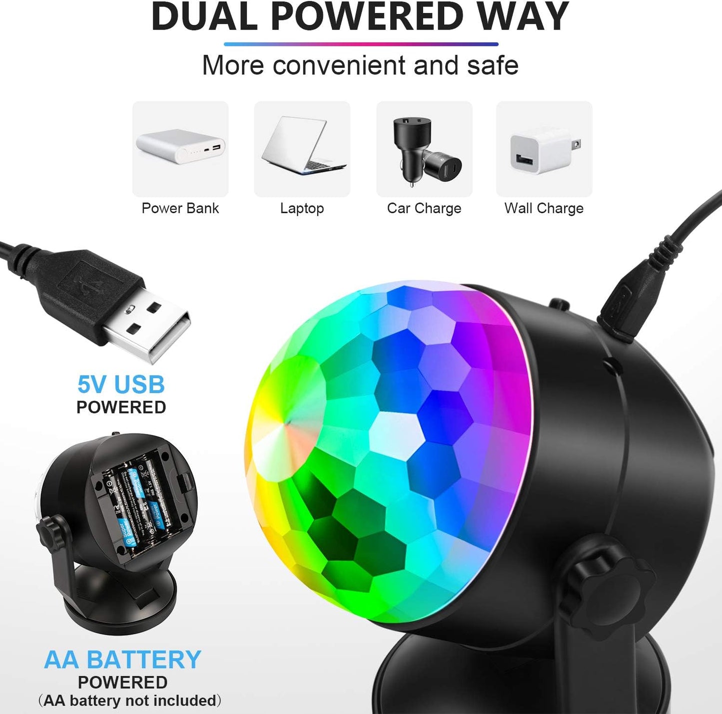 dual power: battery or 5v usb for cordless placement