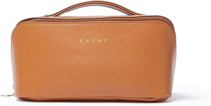 EACHY Makeup Pouch – Elegant Dressing Room Accent Piece, Leopard-Print and Monogram PU Leather Vanity Case