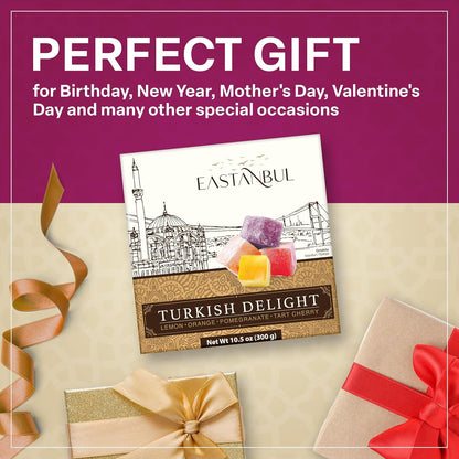 Eastanbul Turkish Delight Candy 10.5oz, Exotic International Sweet for Holiday Gift Baskets and Eid Celebrations