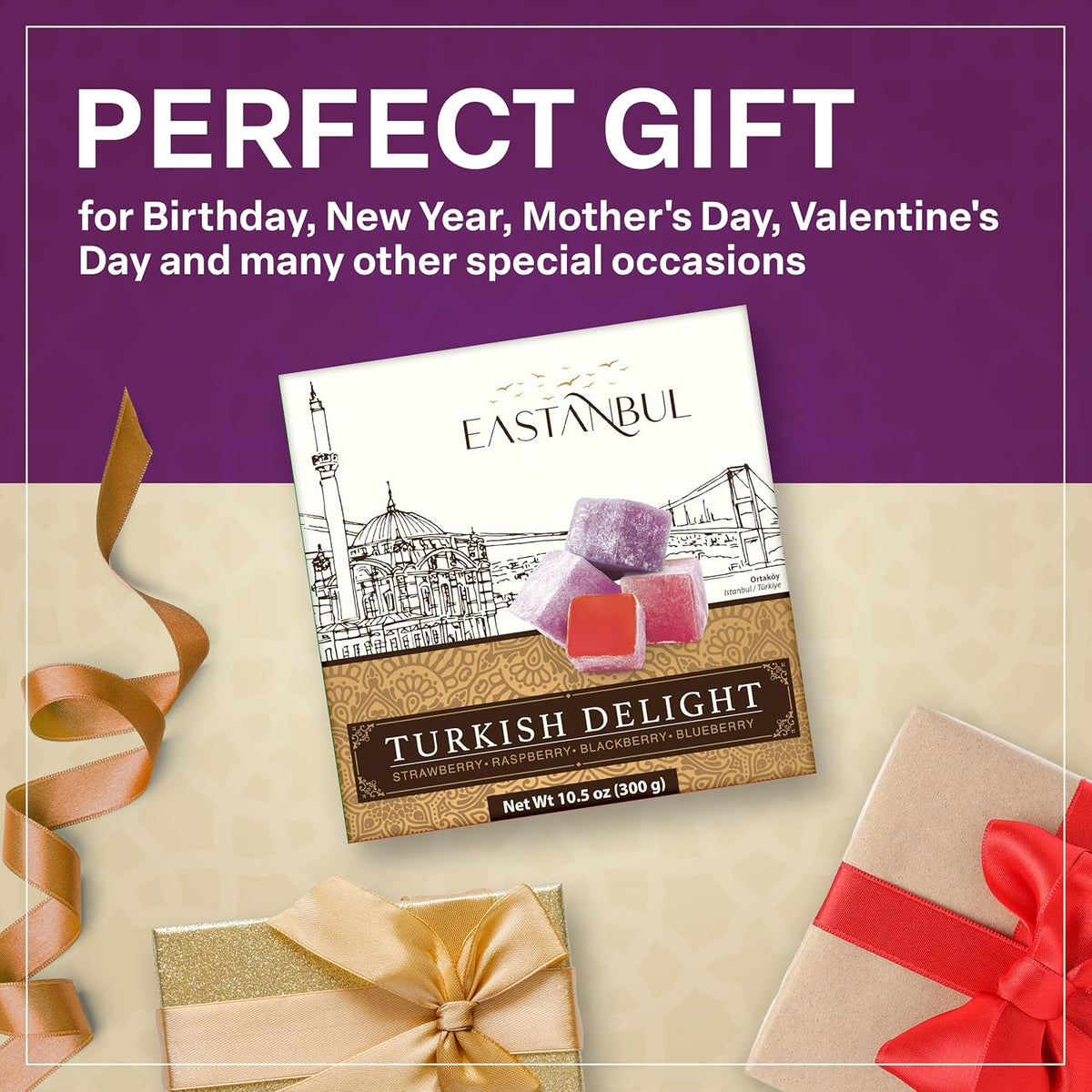 Eastanbul Turkish Delight Candy – Elegant Birthday Gift for Her and Mom, Gourmet Lokum Sampler