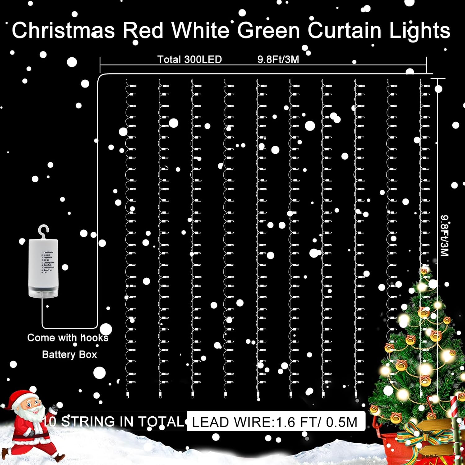 Echosari Warm White Curtain Fairy Lights – Cozy Living Room Wall Backdrop, Dimmable Bedroom Decor with Remote and Timer